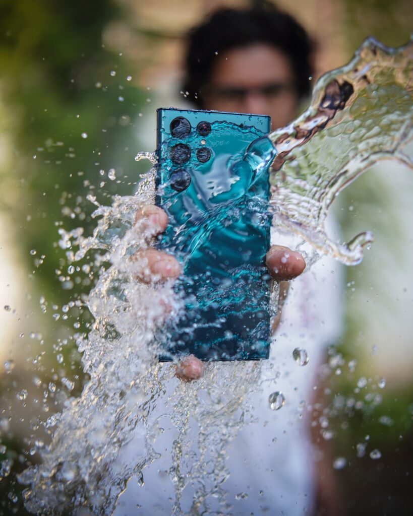 Samsung Galaxy S23 Ultra with Water Splash